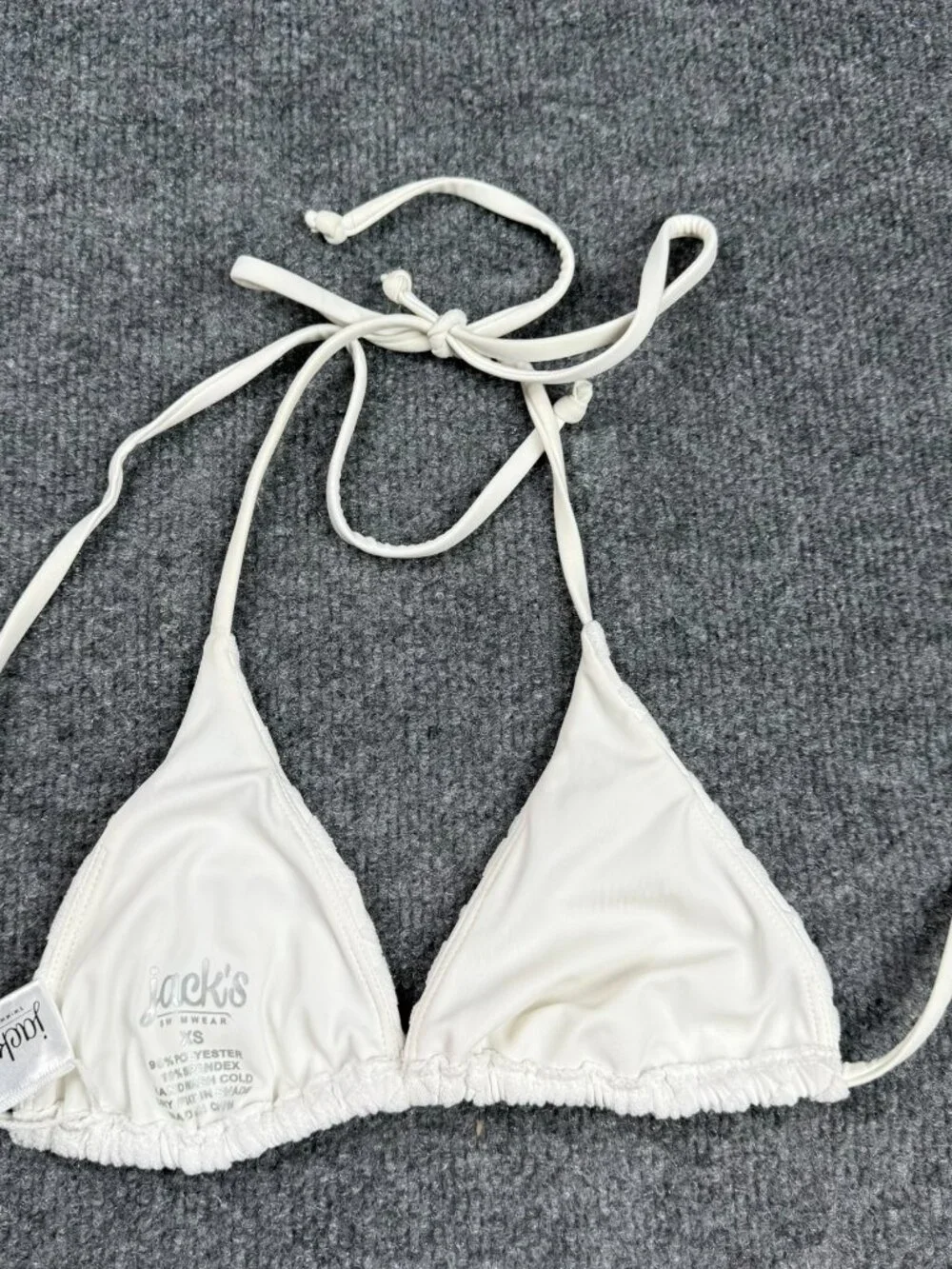 Jack's Swimwear White Textured Triangle Bikini Top Halter String XS